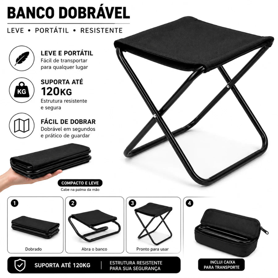Banquinho Portátil Dobrável com Bolsa Integrada